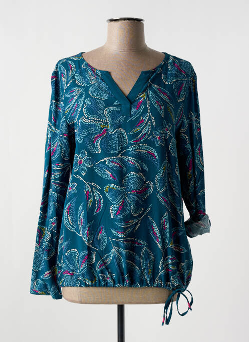 Blouse tissage popeline manches longues vert CECIL femme
