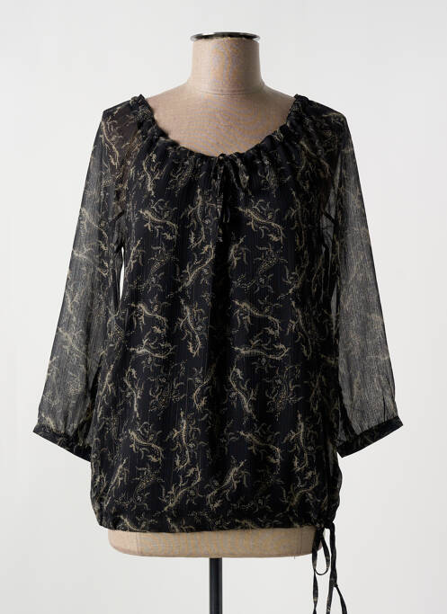 Blouse légère et transparente manches 3/4 noir FRED SABATIER femme
