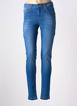 Jeans coupe slim effet usé délavé taille haute bleu JENSEN femme