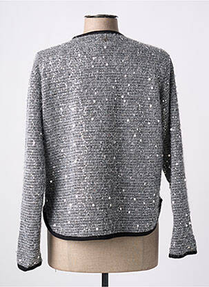 Gilet manches longues col v argent DIXIE femme
