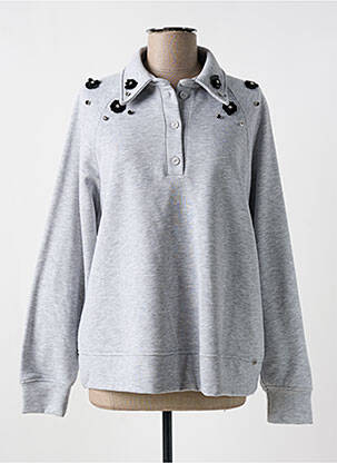 Sweat-shirt manches longues manches longues gris PLEASE femme