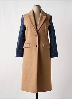 Manteau long coupe cintrée sans capuche beige PLEASE femme