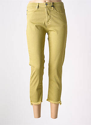 Pantalon 7/8 fermeture zippée sous rabat boutonné taille normale vert PLEASE femme