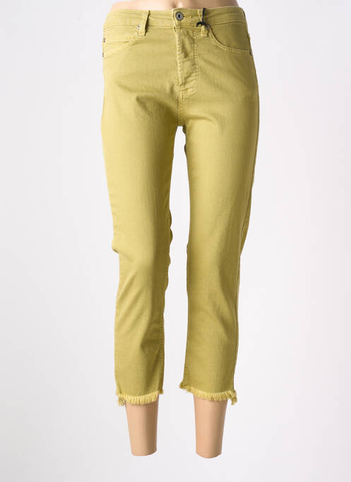Pantalon 7/8 fermeture zippée sous rabat boutonné taille normale vert PLEASE femme