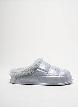 Chaussons/pantoufles bout rond talon plat jusqu'à 3cm argent VICTORIA femme