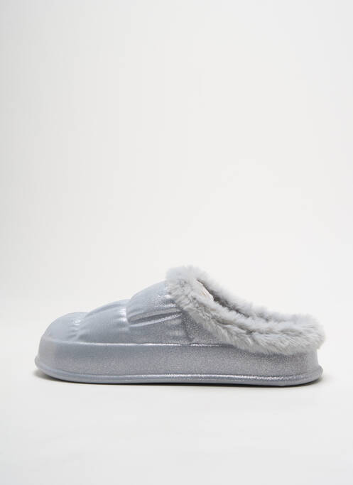 Chaussons/pantoufles bout rond talon plat jusqu'à 3cm argent VICTORIA femme