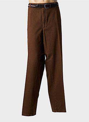 Pantalon droit tissage popeline taille normale marron LUIGI MORINI homme