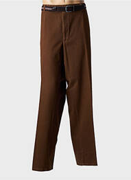 Pantalon droit tissage popeline taille normale marron LUIGI MORINI homme