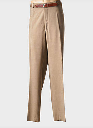 Pantalon droit fermeture zippée sous rabat avec crochet taille normale marron LABEL BUSINESS homme