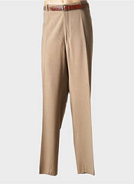 Pantalon droit fermeture zippée sous rabat avec crochet taille normale marron LABEL BUSINESS homme