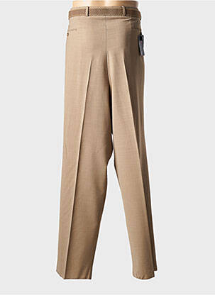 Pantalon droit fermeture zippée sous rabat avec crochet taille normale marron LABEL BUSINESS homme