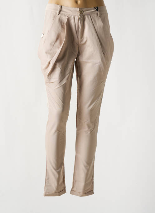 Pantalon slim tissage popeline taille haute beige TOXIK3 femme