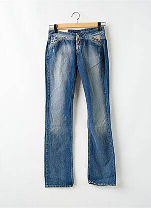 Jeans coupe droite effet usé délavé taille basse bleu REPLAY femme