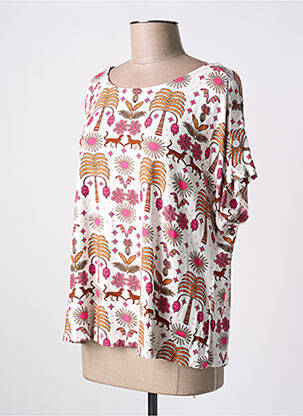 Top tissage jersey manches courtes blanc AGATHE & LOUISE femme