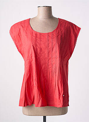 Blouse tissage popeline manches courtes rouge AGATHE & LOUISE femme