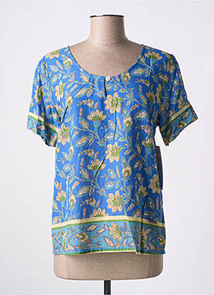 Blouse imprimé fleurs manches courtes bleu AGATHE & LOUISE femme