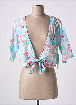 Blouse tissage popeline manches courtes bleu AGATHE & LOUISE femme