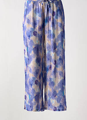 Pantalon large tissage crêpe taille normale bleu AGATHE & LOUISE femme