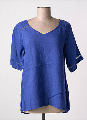Blouse tissage crêpe manches courtes bleu #154859 femme