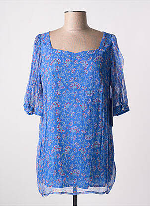 Tunique manches courtes tissage crêpe bleu AGATHE & LOUISE femme