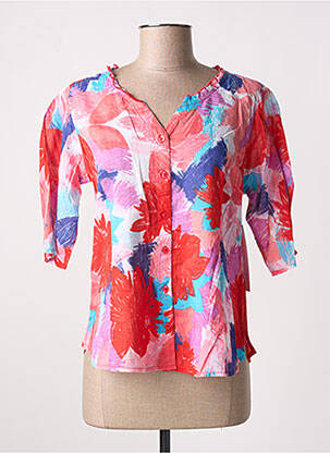 Chemisier imprimé fleurs manches longues rouge AGATHE & LOUISE femme