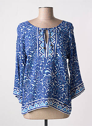 Blouse imprimé fantaisie manches 3/4 bleu AGATHE & LOUISE femme