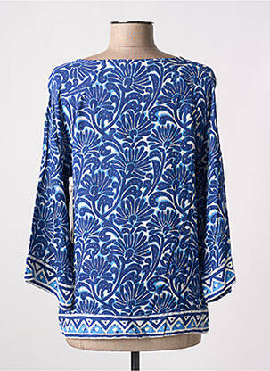 Blouse imprimé fantaisie manches 3/4 bleu AGATHE & LOUISE femme