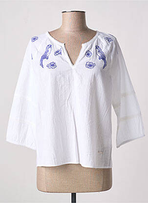 Blouse légère et transparente manches 3/4 blanc AGATHE & LOUISE femme