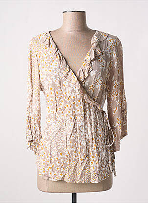 Chemisier imprimé fleurs manches 3/4 beige AGATHE & LOUISE femme