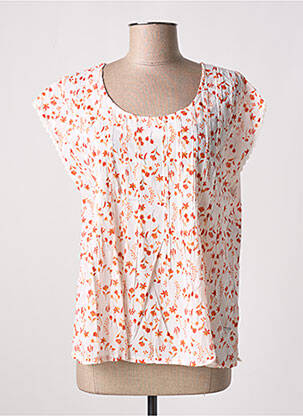 Blouse tissage popeline manches courtes orange AGATHE & LOUISE femme