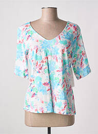 T-shirt col v manches courtes bleu AGATHE & LOUISE femme
