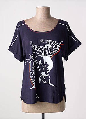 T-shirt imprimé fantaisie manches courtes bleu AGATHE & LOUISE femme