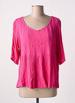 Blouse tissage crêpe manches courtes rose AGATHE & LOUISE femme