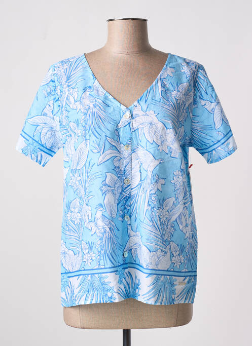 Chemisier manches courtes manches courtes bleu AGATHE & LOUISE femme