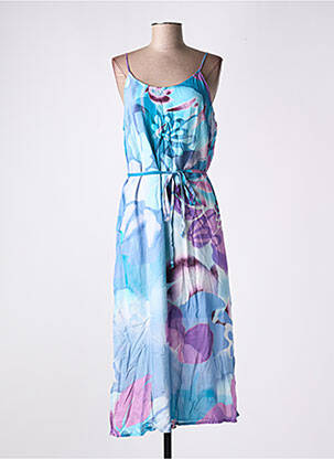 Robe longue imprimé fantaisie fines bretelles bleu AGATHE & LOUISE femme