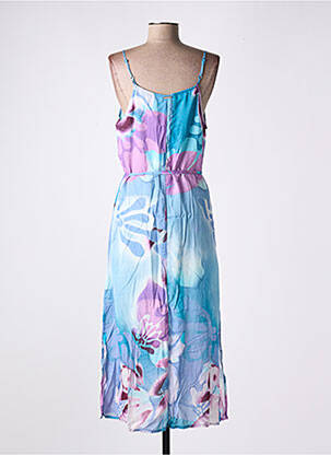 Robe longue imprimé fantaisie fines bretelles bleu AGATHE & LOUISE femme