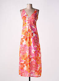 Robe longue imprimé fantaisie fines bretelles rose L'ATELIER D'ANNA femme