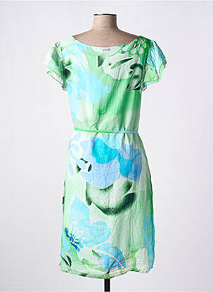 Robe mi-longue imprimé fantaisie manches courtes vert AGATHE & LOUISE femme