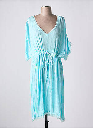 Robe mi-longue coupe fluide manches courtes bleu L'ATELIER D'ANNA femme