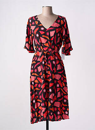 Robe mi-longue imprimé fantaisie manches courtes rouge AGATHE & LOUISE femme
