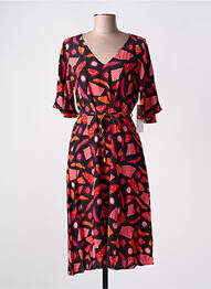 Robe mi-longue imprimé fantaisie manches courtes rouge AGATHE & LOUISE femme