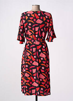 Robe mi-longue imprimé fantaisie manches courtes rouge AGATHE & LOUISE femme