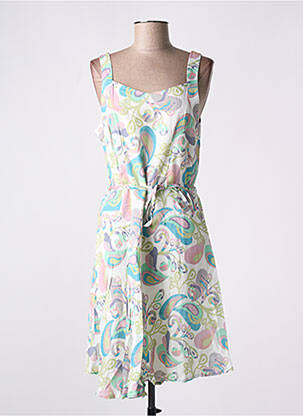 Robe mi-longue imprimé fantaisie fines bretelles vert AGATHE & LOUISE femme
