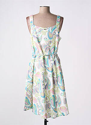 Robe mi-longue imprimé fantaisie fines bretelles vert AGATHE & LOUISE femme