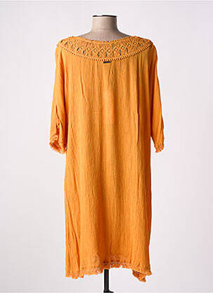 Robe mi-longue manches 3/4 manches 3/4 orange L'ATELIER D'ANNA femme