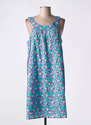 Robe mi-longue imprimé fantaisie fines bretelles bleu AGATHE & LOUISE femme