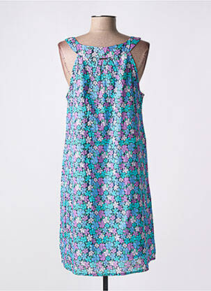 Robe mi-longue imprimé fantaisie fines bretelles bleu AGATHE & LOUISE femme