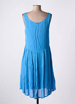 Robe mi-longue col v fines bretelles bleu AGATHE & LOUISE femme