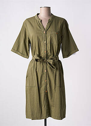 Robe mi-longue manches courtes manches courtes vert AGATHE & LOUISE femme