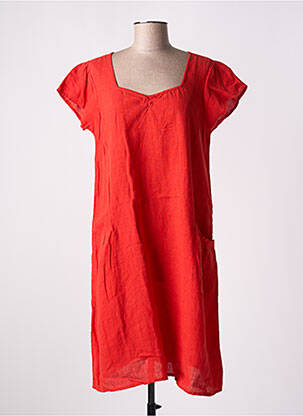 Robe mi-longue manches courtes manches courtes rouge AGATHE & LOUISE femme